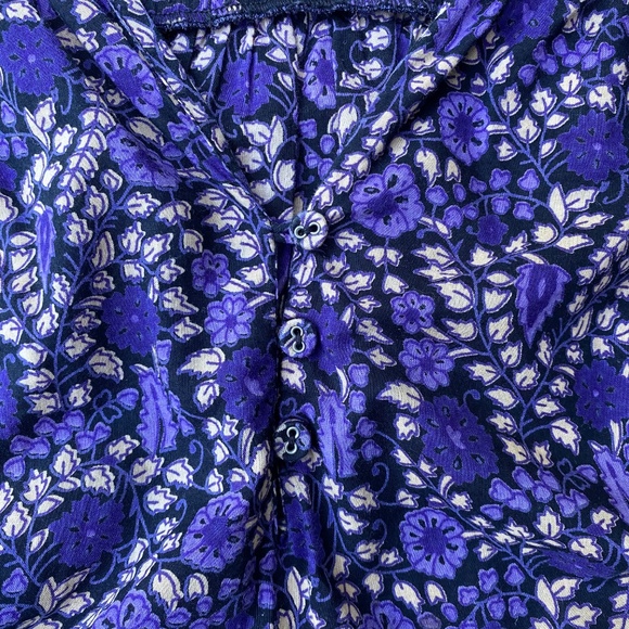 Ulla Johnson Purple Peasant Blouse Sz 6 Floral Cottagecore Boho Whimsygoth - Picture 6 of 15